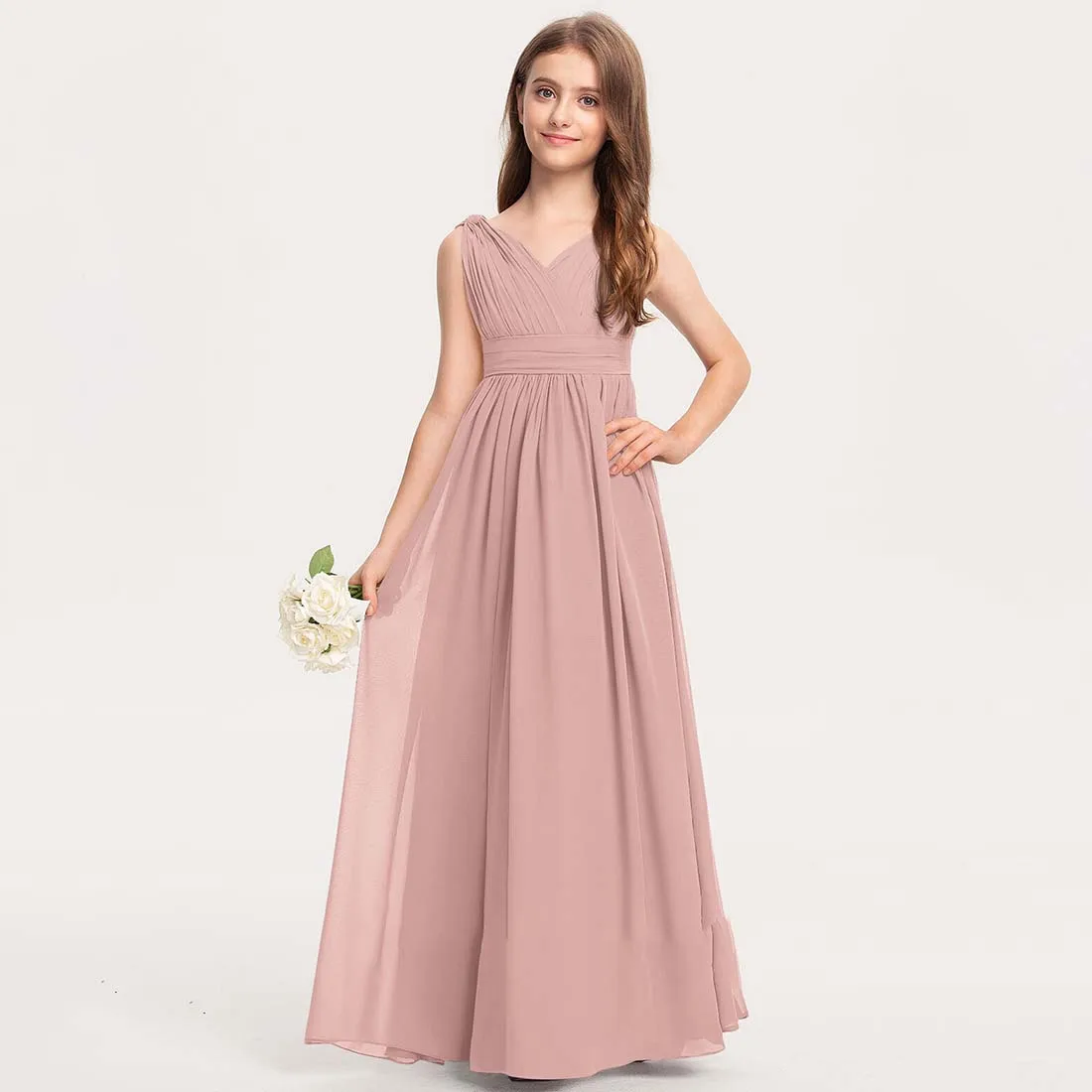 Junior Bridesmaid Dress Wedding Flower Girl Dresses for Teen Girls Dresses Chiffon