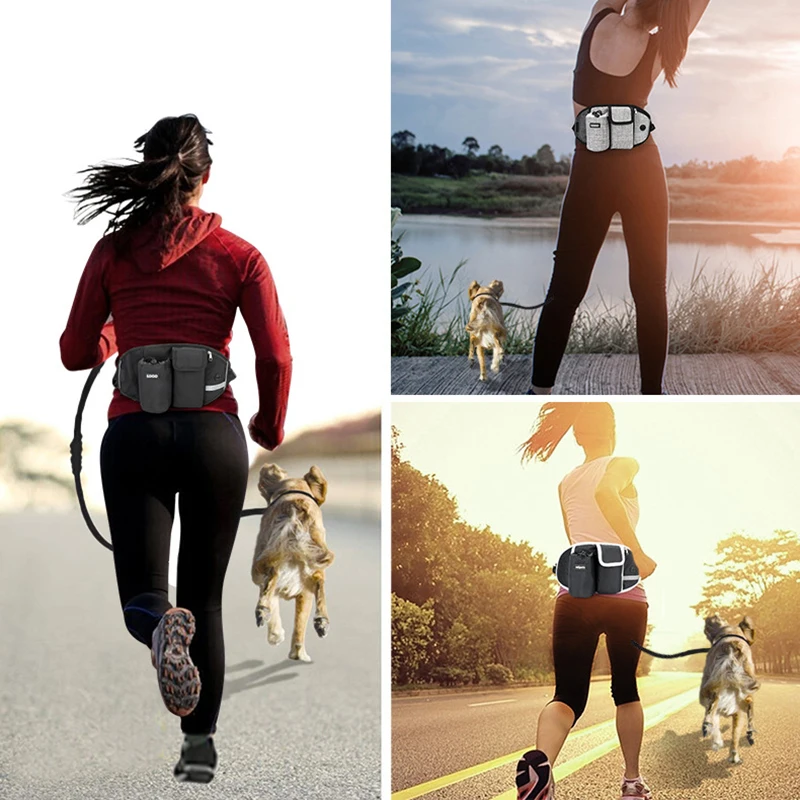 QUESHARK Customized Logo Multi-Functional Sports Running Fitness Training Dog Waist Bag Outdoor Pet Fanny Pack With Leash 6