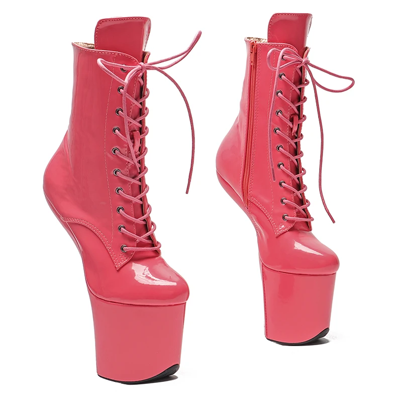 

Leecabe patent Upper Platform Ankle Boots Sexy Exotic heelless pole dance shoes