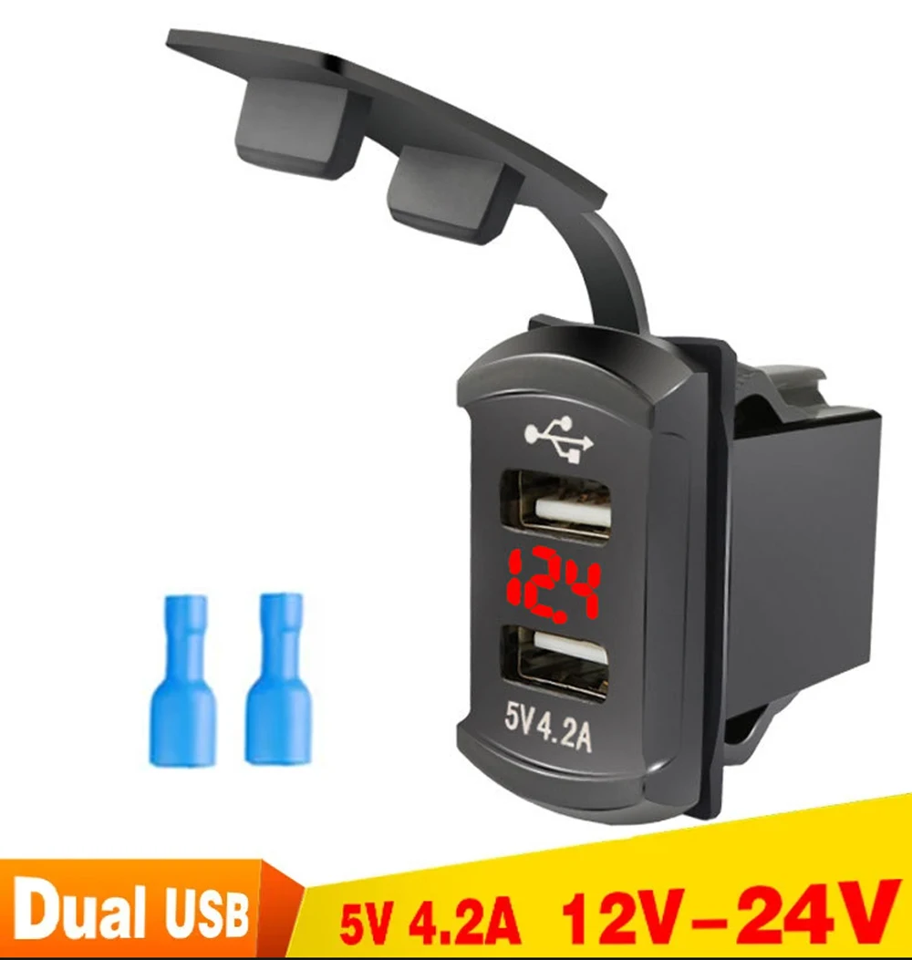 Caricabatterie per presa auto a LED 5V 3.1A doppia porta USB caricabatterie per telefono antipolvere adattatore di alimentazione per camion RV Camper caravan  34