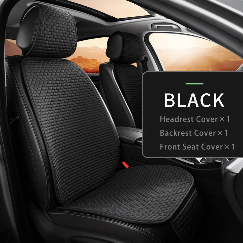 Karcle Cotton Linen Breathable Car Seat Protector - 4 Seasons Anti-Sweat Rear Seat Cover Kit