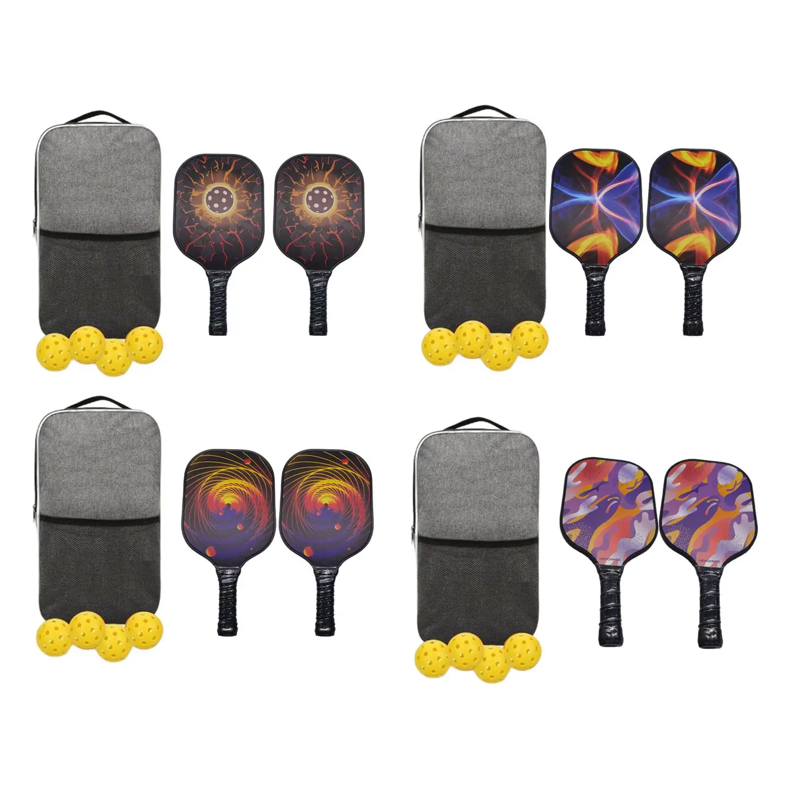 

Lightweight Pickleball Paddle Set 4x Pickleballs Balls Comfort Grip with Storage Bag for Beginner to Advanced Player Men Women