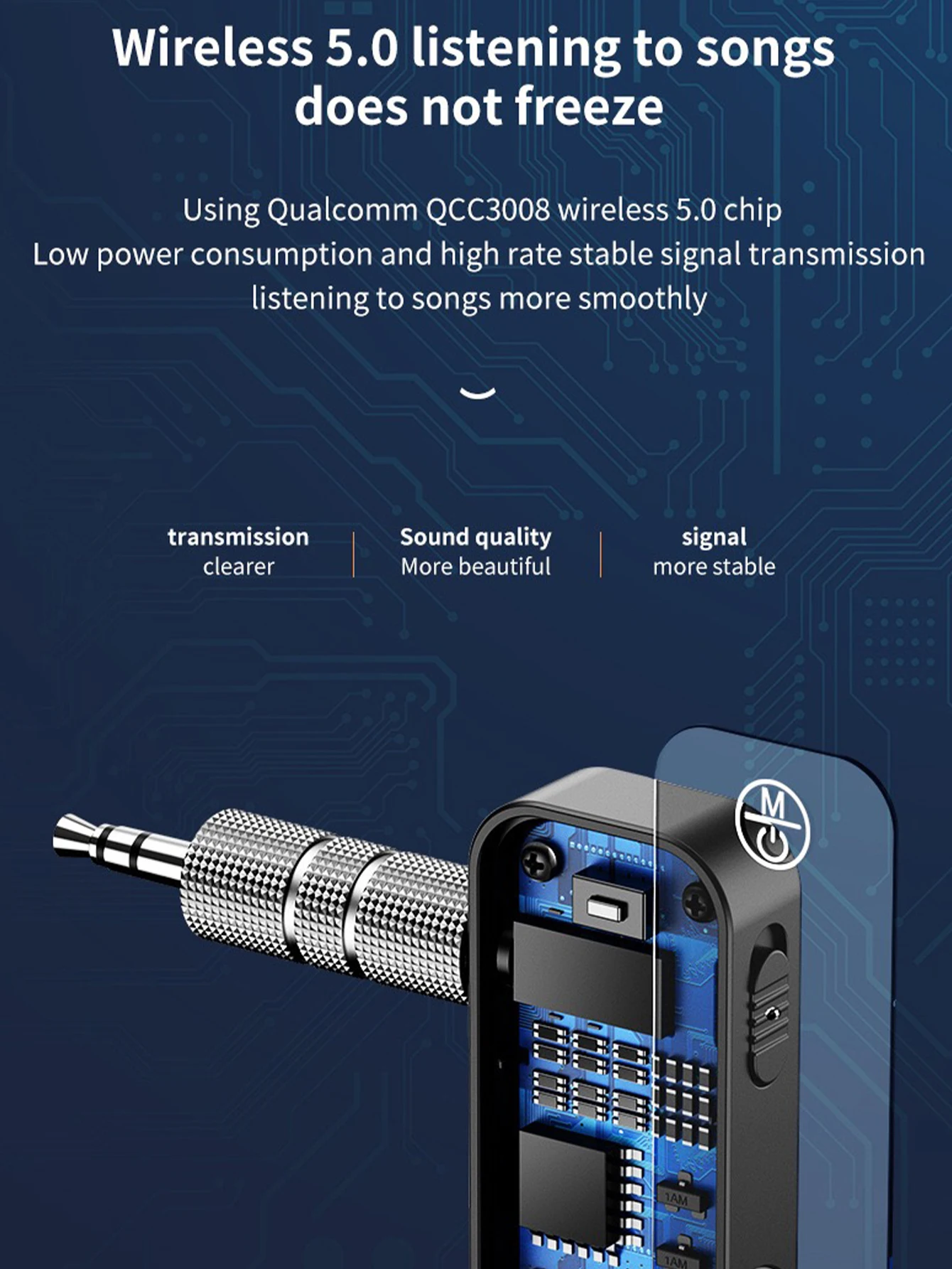 Bluetooth 5.0 Receiver TransmitterAUX Car Audio Adapter WirelessBluetooth Receiver for Converting Computer/TV Audio to Speake