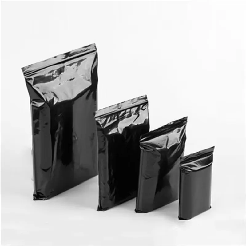 INPLUSTOP 100pcs/Lot 14 Wire Black Food Sealed Self-Sealing Plastic Packing Pouches Zip Lock Storage
