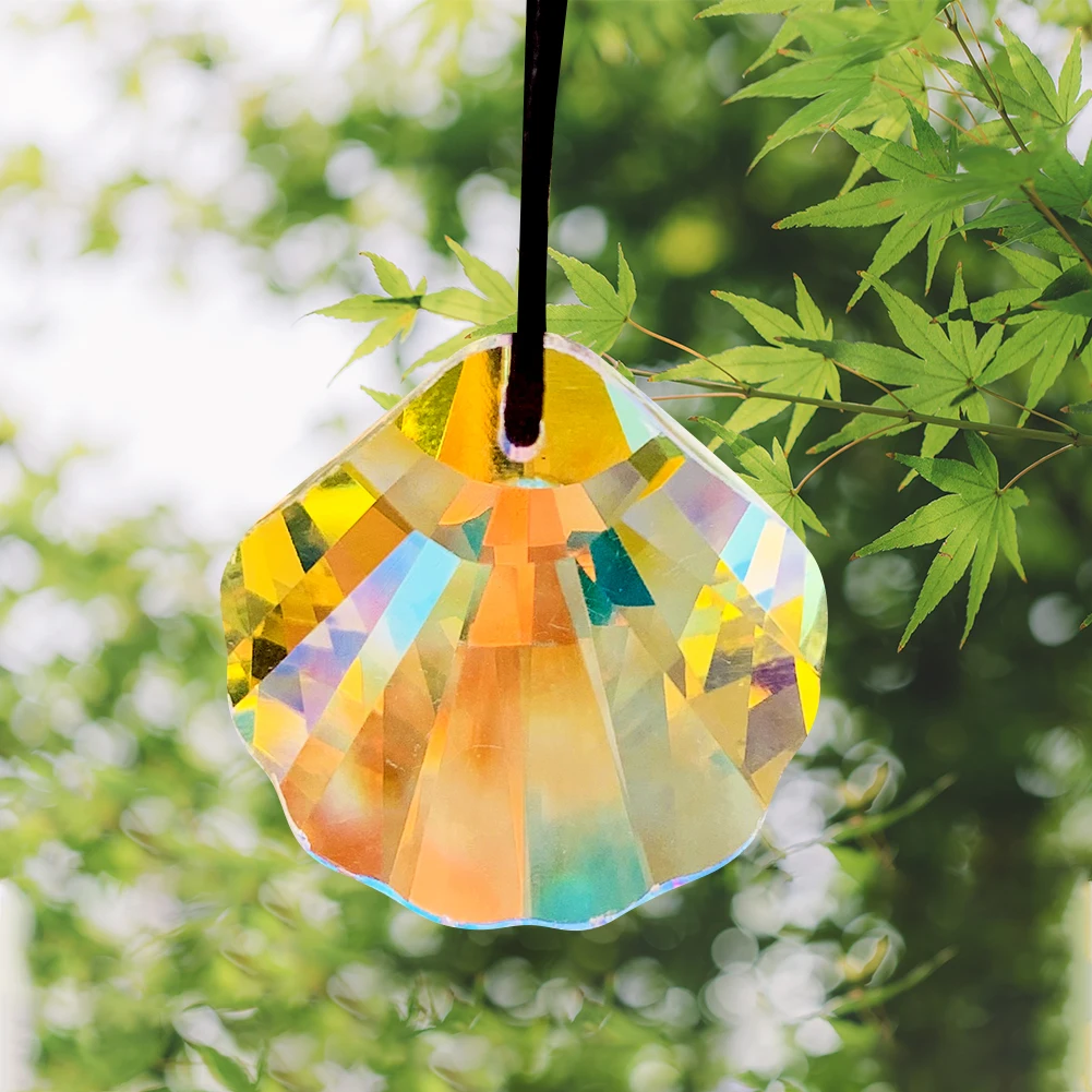 4PCS 27mm Aurora Shell Crystal Faceted Prism Hanging Accessories Sun Catcher Pendant Chandelier DIY Craft Home Decor