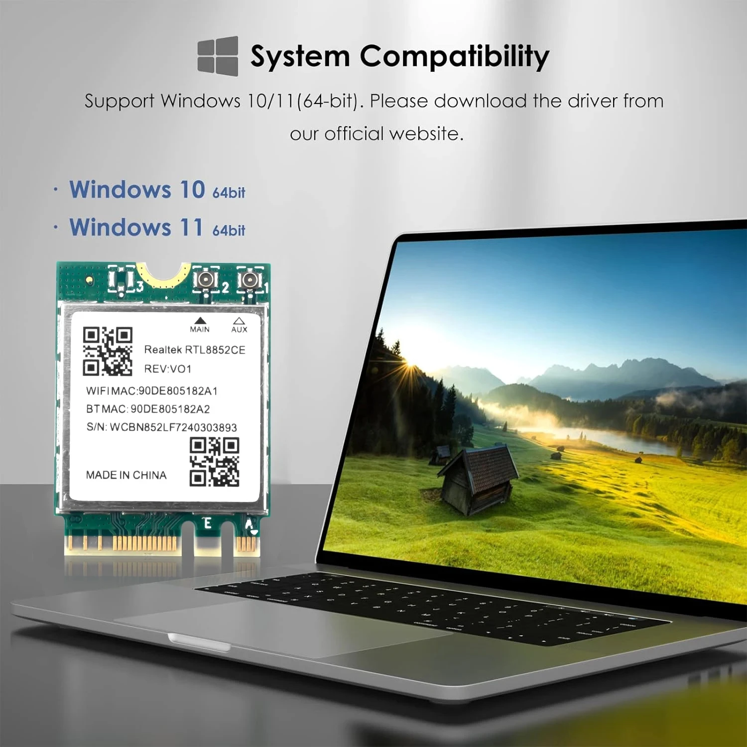 RTL8852CE 트리플 밴드 WiFi 6E 블루투스 5.3 어댑터 무선 신호 수신 카드 NGFF M.2 for Windows 10/11