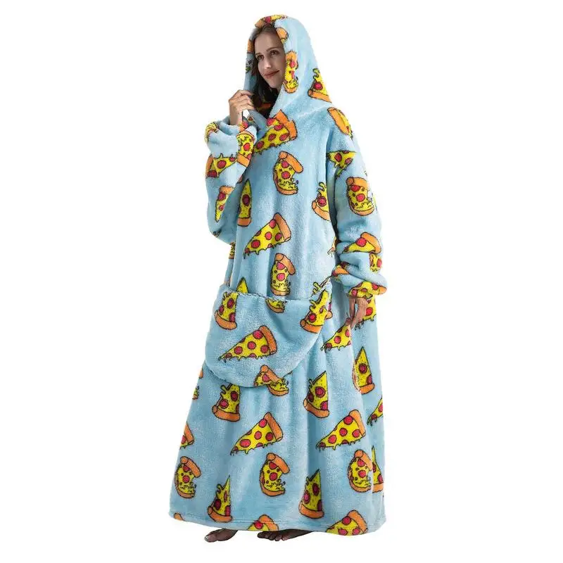 

Удлиненная толстовка большого размера, теплая фланелевая толстовка с капюшоном из шерпы, Зимний пуловер для мужчин и женщин, свитшот для ТВ