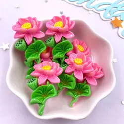 Set of 10 Colorful Resin Flower Figurines for DIY Crafts and Decoration (Rose Red)