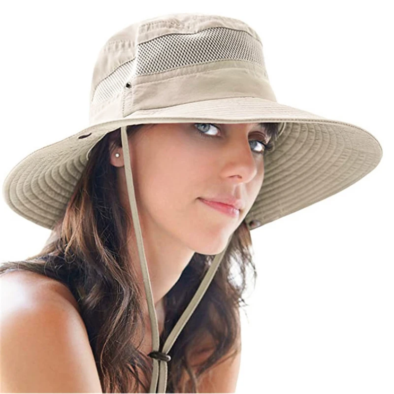 

2023 Summer Sun Hat Bucket Men Women Boonie Hat Quick Dry Outdoor UV Protection Hiking Fishing Mesh Breathable Panama Hat UPF50+