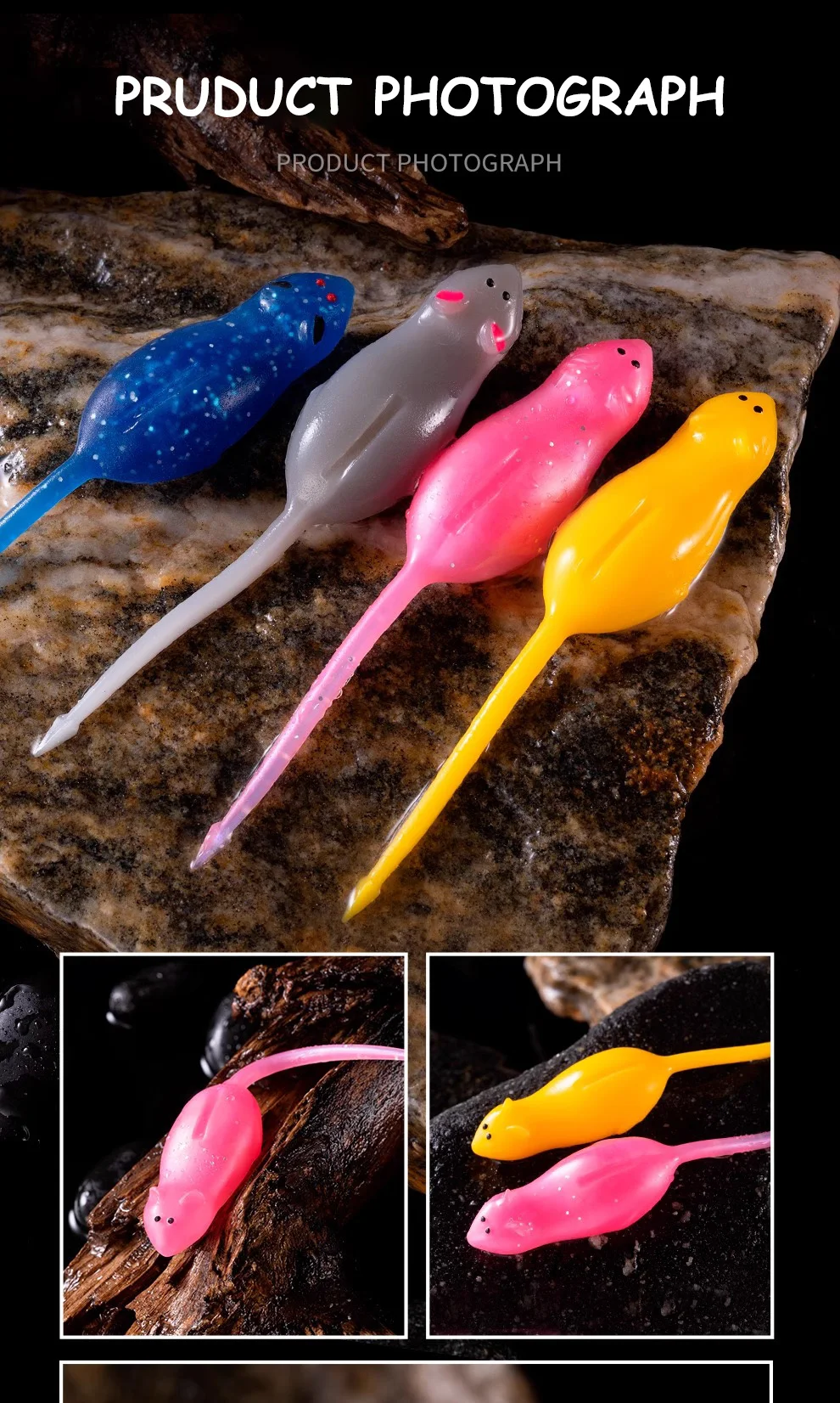 RIKAON 11CM 3 stücke Maus Typ Schwimmende Anti-hängen Gras Weicher Köder Künstliche Castfish Köder Tackle Angeln Köder – Detail 10