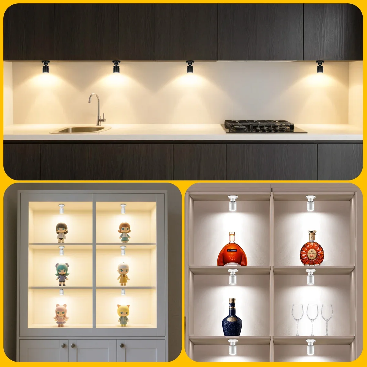 Enhanced LED Spot Light with RF Remote Control - Dimmable Mini Aluminum Ceiling Lamps for Kitchens and Retail Spaces