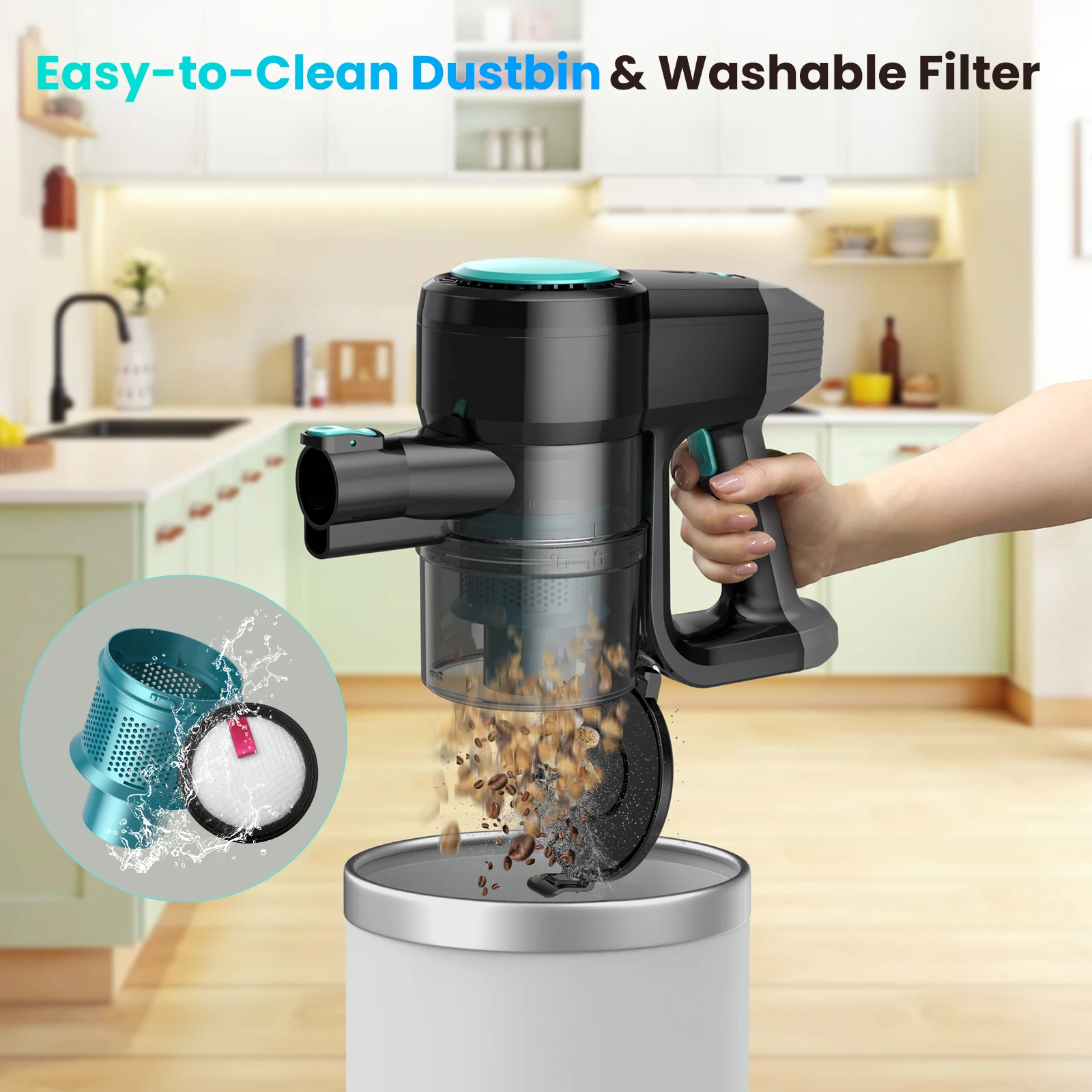 N3T Cordless Stick Vacuum 6 in 1 Handheld Vacuum Cleaner with LED Brush 40 Mins Runtime Self Standing for Pet Hair Hard Floor Carpet 7