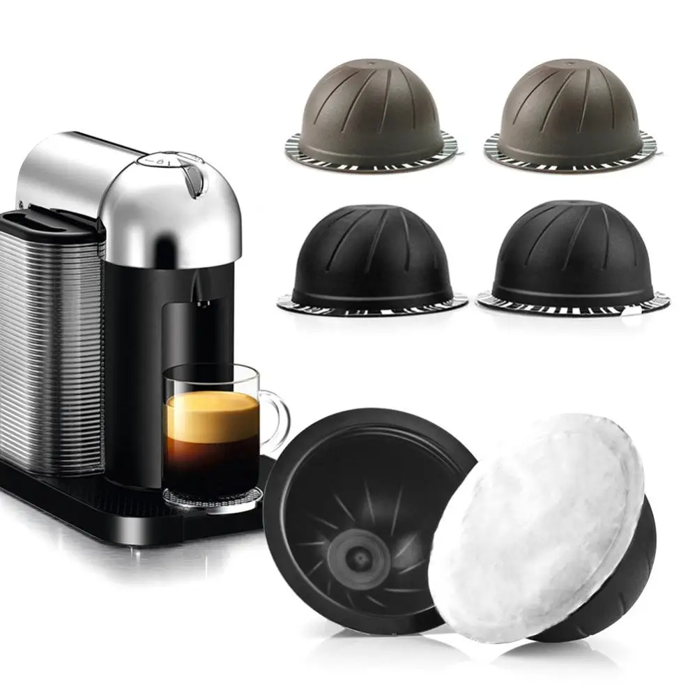 

5Pcs/Set Disposable Refillable Coffee Filter Cup Capsule for Nespresso Vertuo Machine Refillable Coffee Capsule Filter Cup