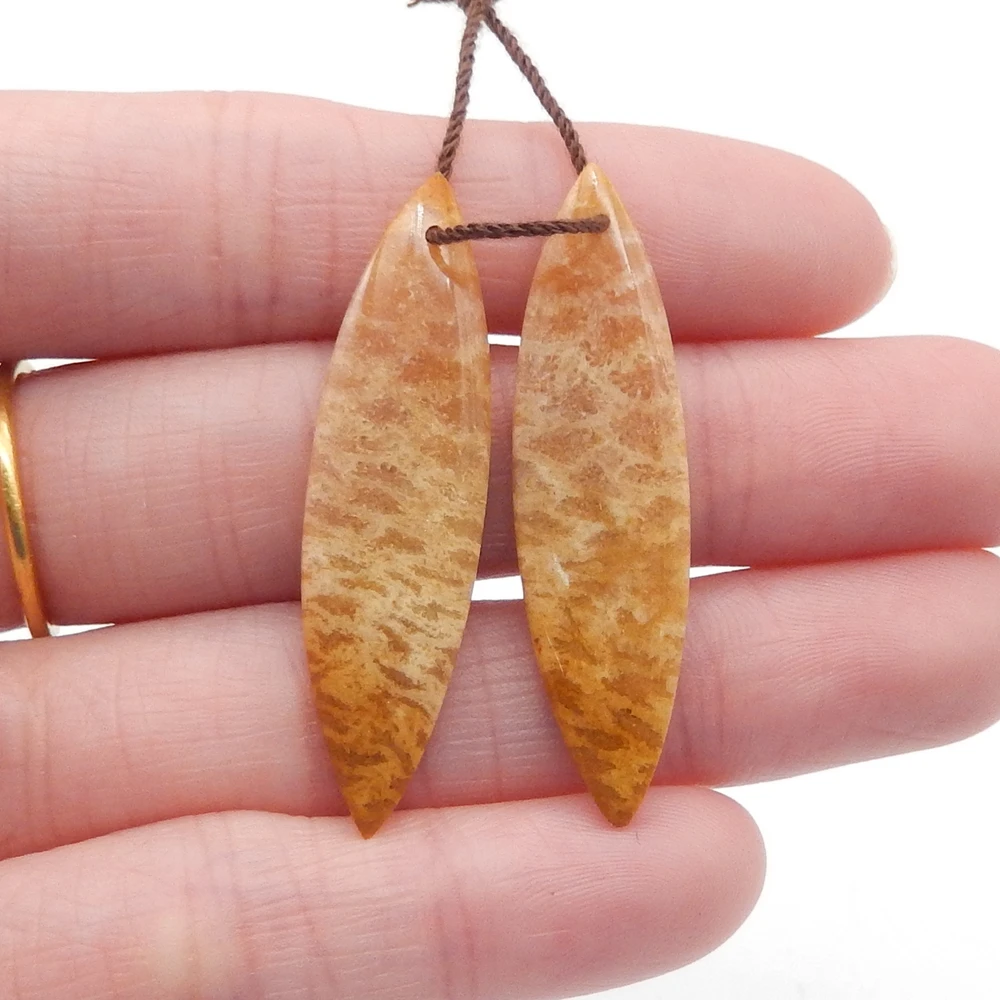 

Natural Indonesian Coral Marquise Earrings for Women, Gemstone Earrings Beads for Jewelry Making