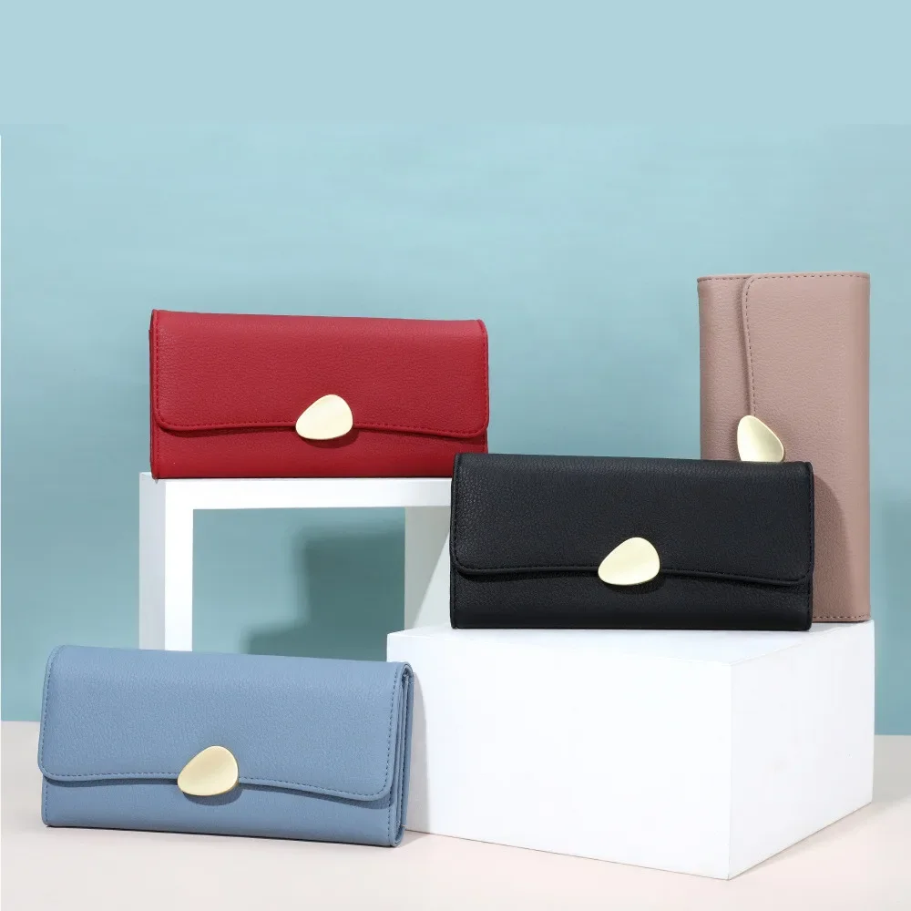 Woman Leather Purse Simple Long Wallet Ladies Green Thin Wallet Women Clutch Phone Bag Luxury Credit Card Holder Wallet Carteras