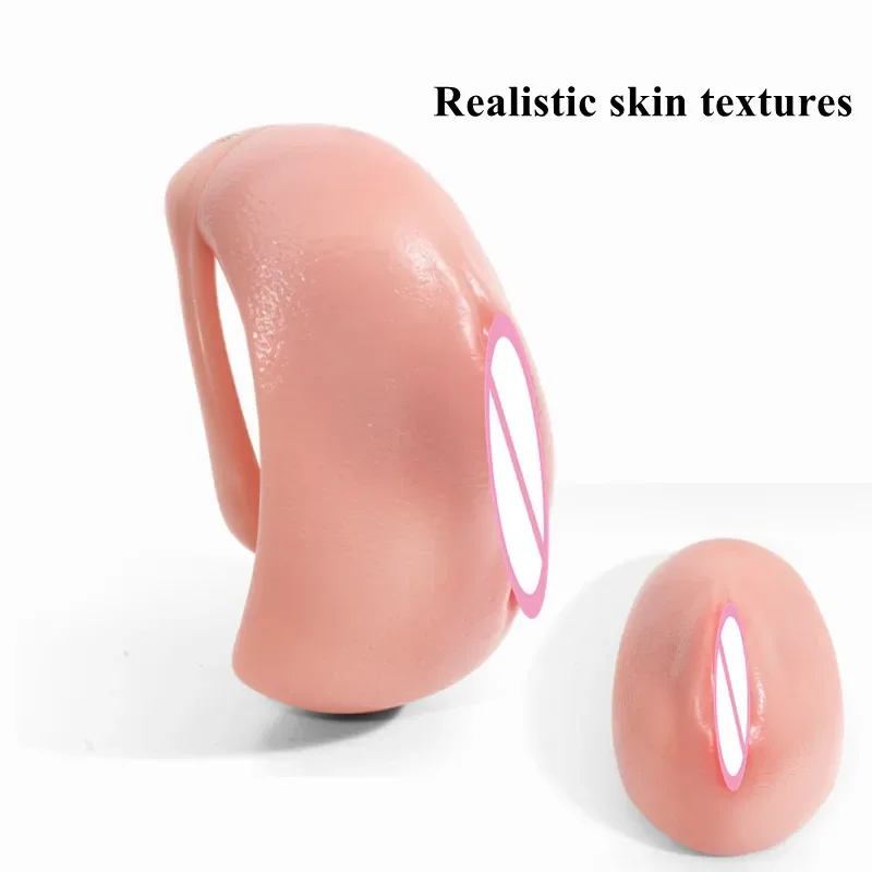 Sissy Full Cover Pussy Hole Plastic Chastity Cage with 4 Size Penis Rings Realistic Vagina Texture Male Cock Lock BDSM Sex Toys penis chastity cage chastity lock sex toy penis cock ring