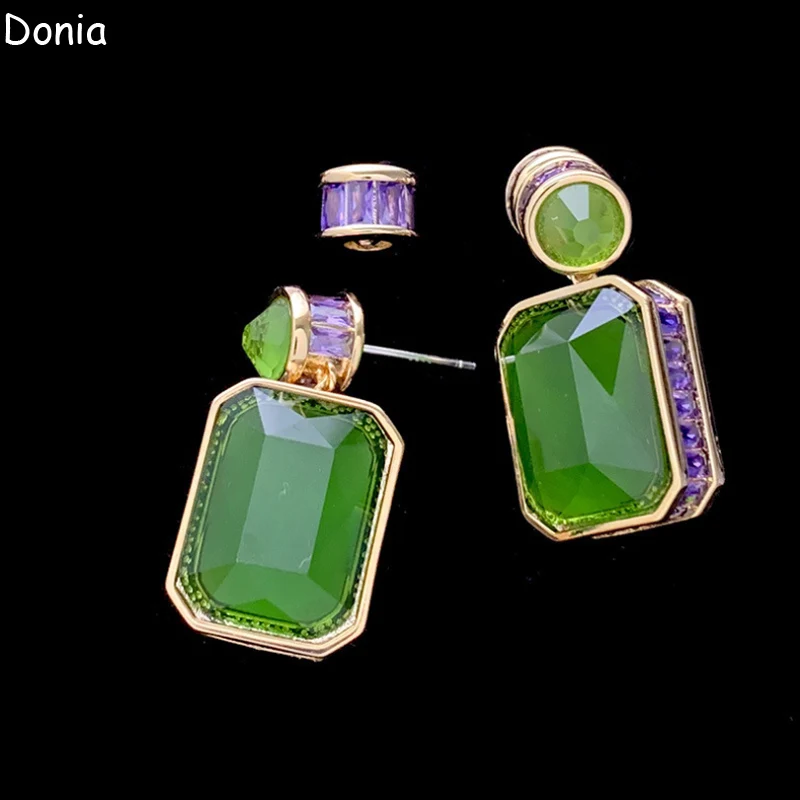 Donia Jewelry Palace Square Titanium Steel Micro-Inlaid AAA Double-Sided Zircon Silver Needle Luxury Accessories