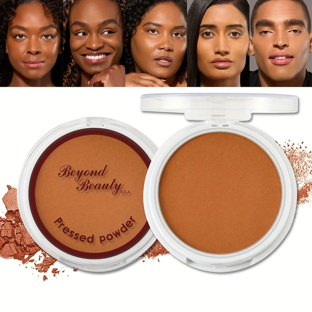 Wheat Bronzing Powder for Dark Skin, Matte Finish, Sweatproof & Oil Dark Foundation Concealer, Powder Puff And Mirror 1