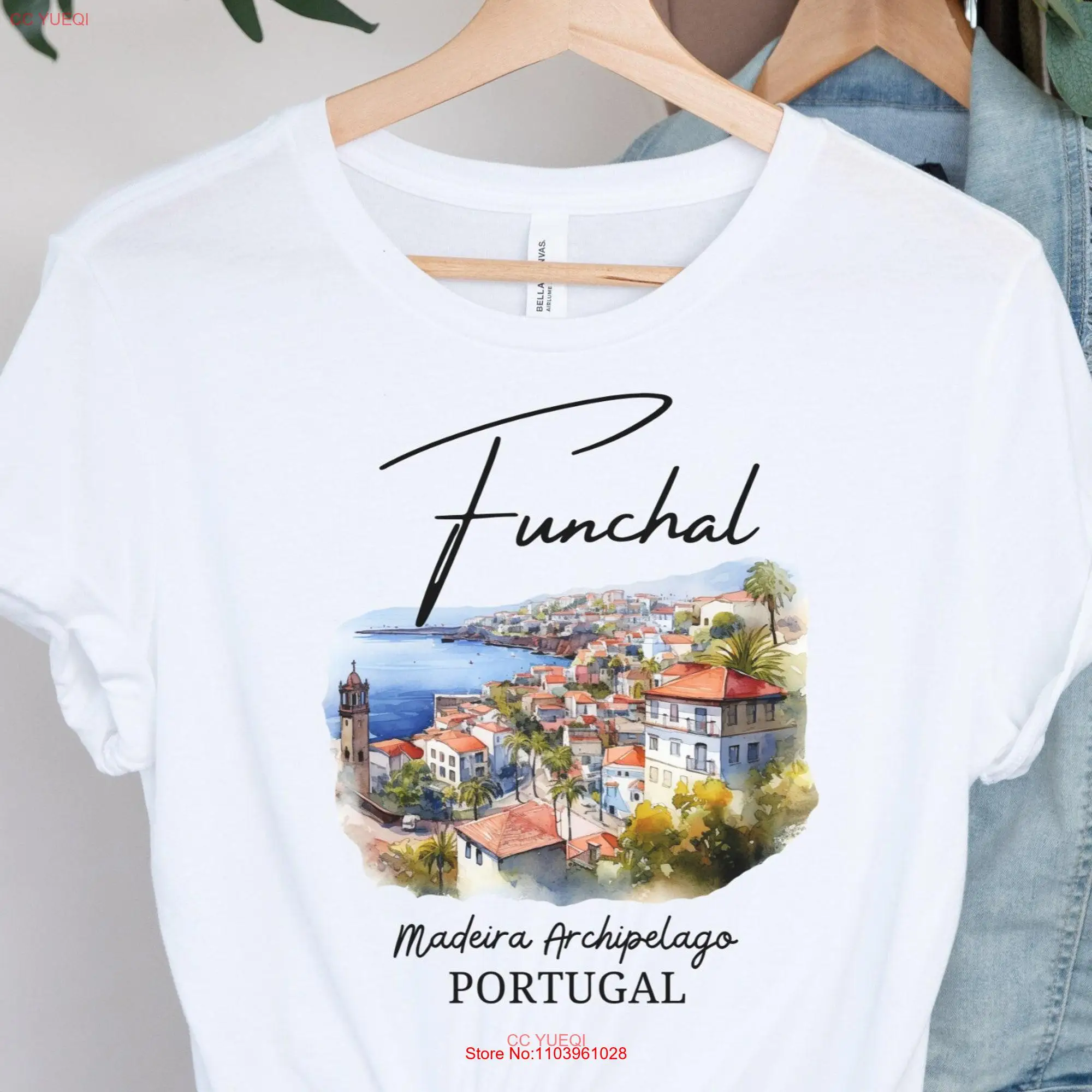 Saa95abfbbeb841f3bdbe8815eb58dd6bM Camiseta Funchal Portugal — Manga Longa ou Curta, Viagem Ilha