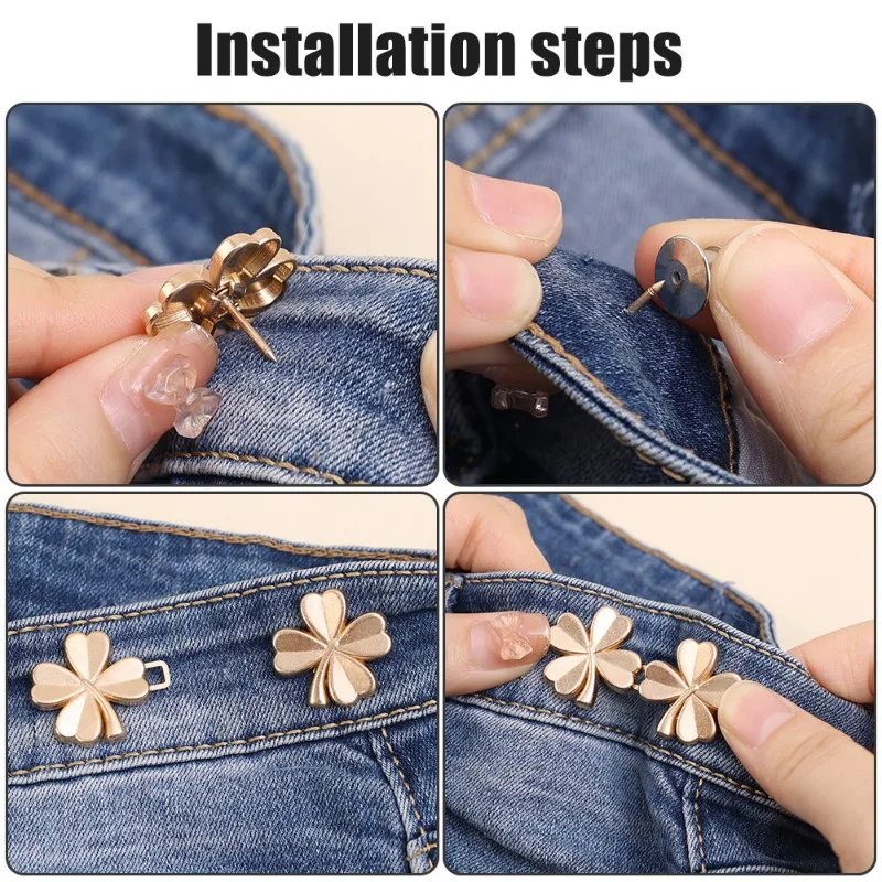 1-8set Tighten Waist Buckle Detachable Star Shape Alloy Buttons Adjustable Jean Pants Waist Clips Clothing Attacher Accessories