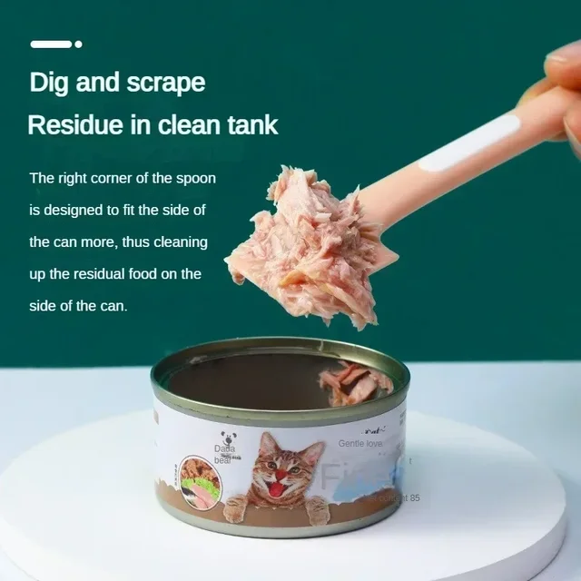 Cat Can Spoon Pet Feeding Stirring Spoon Cat Food Scraper Tools Canned Wet Food Clean Long Handle Right Angle Design Pet Spoon 2