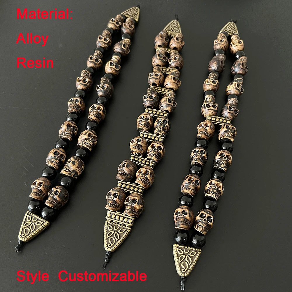 

NJ09 Rosary Men Resin Skeleton Black White Flip Punk Acrylic Beads Pray Meditation Transforming Fate Alloy Ornament Jewelry Gift