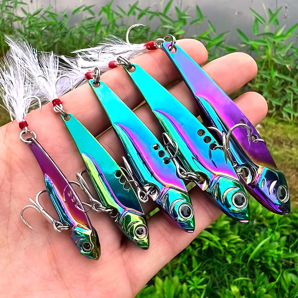 1Pcs Jig Metal Spoon Fishing Lure 5g-20g Artificial Laser VIB Vibration Hard Bait Crankbaits Winter Sea Bass Pike Fishing Tackle 3