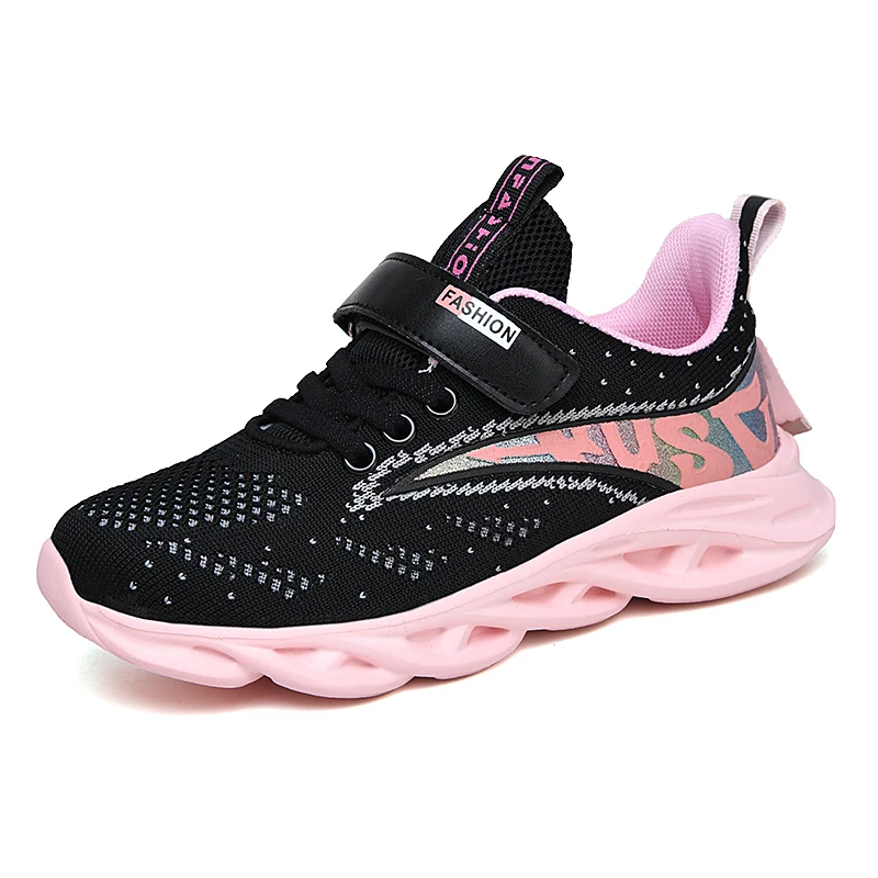 Novas meninas tênis rosa sapatos para crianças correndo & esporte sapato escolar grandes crianças respirável apartamentos 5 12 12 anos rosa/branco