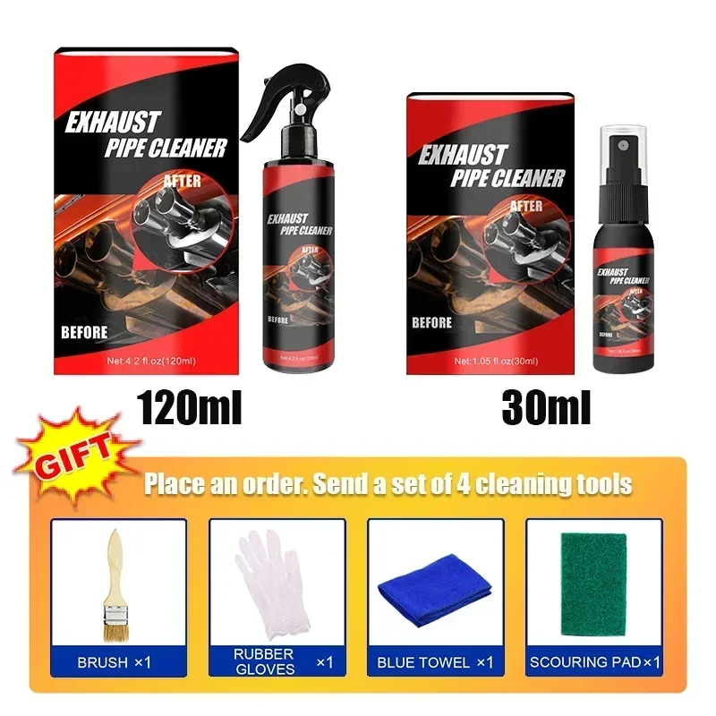 Car Motorcycle Exhaust Pipe Cleaner Car Rust Remover with Rubber Gloves and Brush Repair Maintenance Tool Set