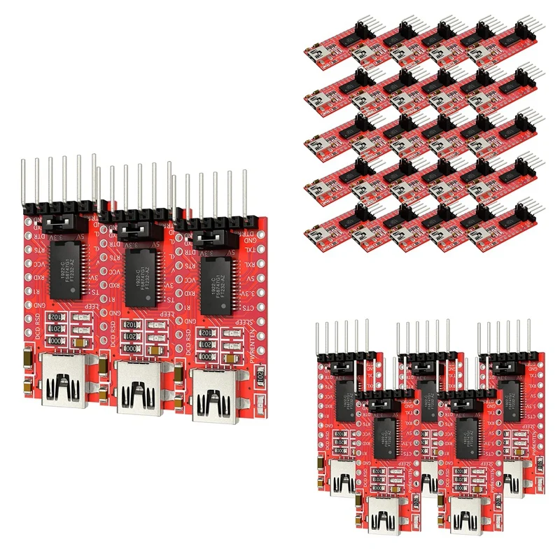 FT232RL 미니 USB-TTL 직렬 변환기 어댑터 모듈, 3.3V, 5.5V, FT232R 포트, DTR, RX, TX, VC, CTS, GND 핀