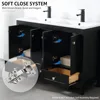 Bathroom Organizers, Bathroom Vanities Cabinet With Sink Combo Set, Undermount Double Resin Sink Thickened Wood, Matte Black Fau 3