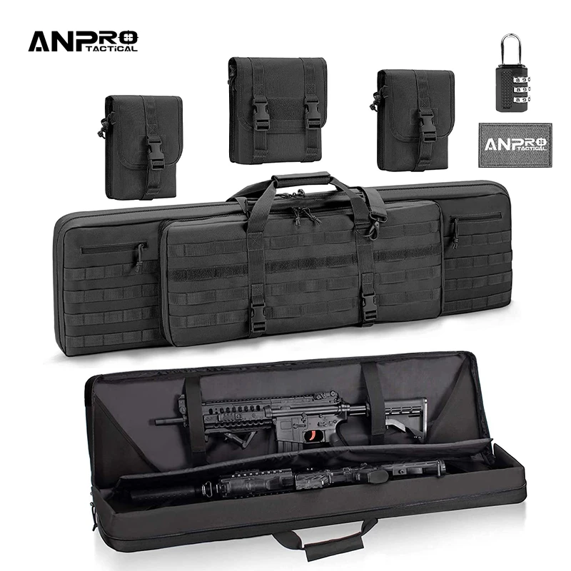 Double Rifle Case Molle System Tactical Backpack Nylon Pistol Lockable