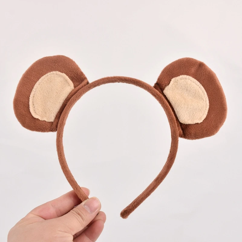Monkey Costumes Set Animal Ears and Tail Set Monkey Fancy Dress Accessories Plush Ears Headband Halloween Cosplay Props