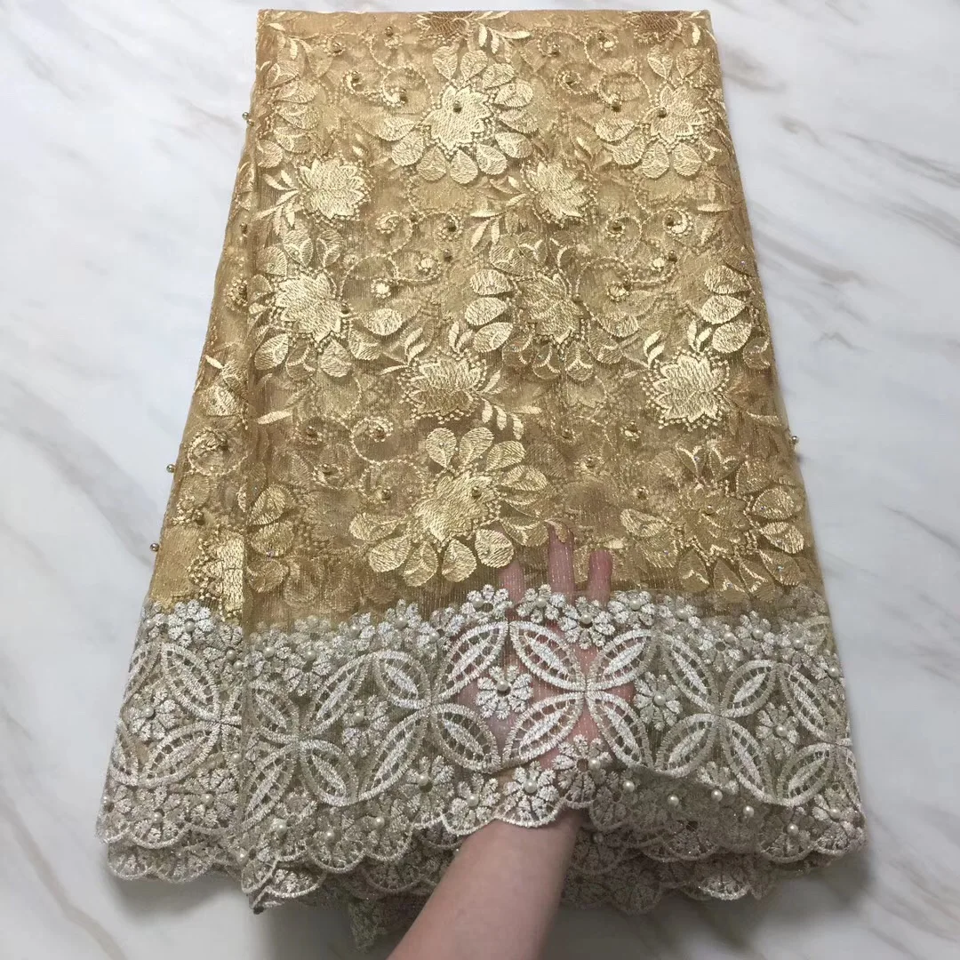 

Hot sale beautiful pink embriodered beads tulle net lace fabric for wedding dress Latest Nigerian lace fabrics