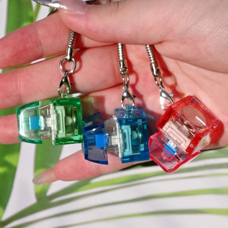 Crystal Keyboard Fidget Toys Keychain Keycap Stress Relief Switches EDC Decompression Toy Clicker Button Fingertip Toys Keyboard