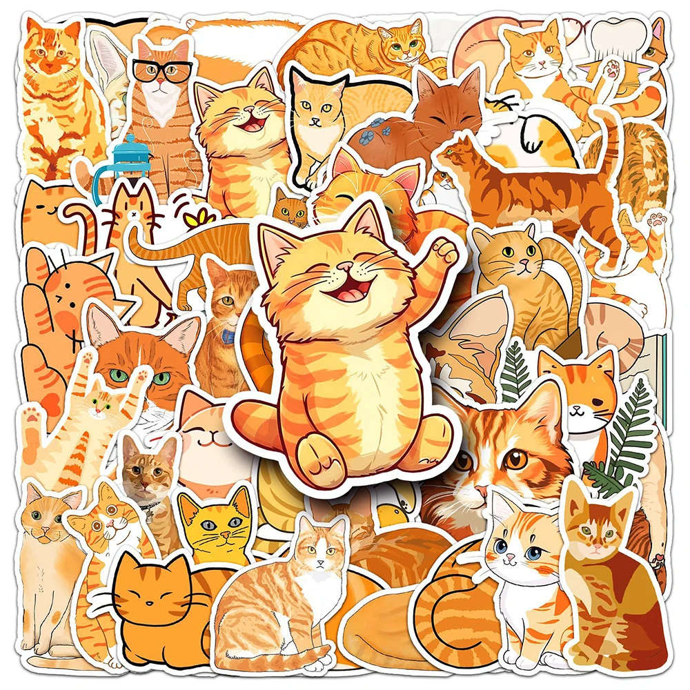 

10/30/50pcs Kawaii Felis Silvestris Catus Cartoon Stickers Kids Decals Toy Luggage Phone Diary Cute Cat Animal Graffiti Sticker