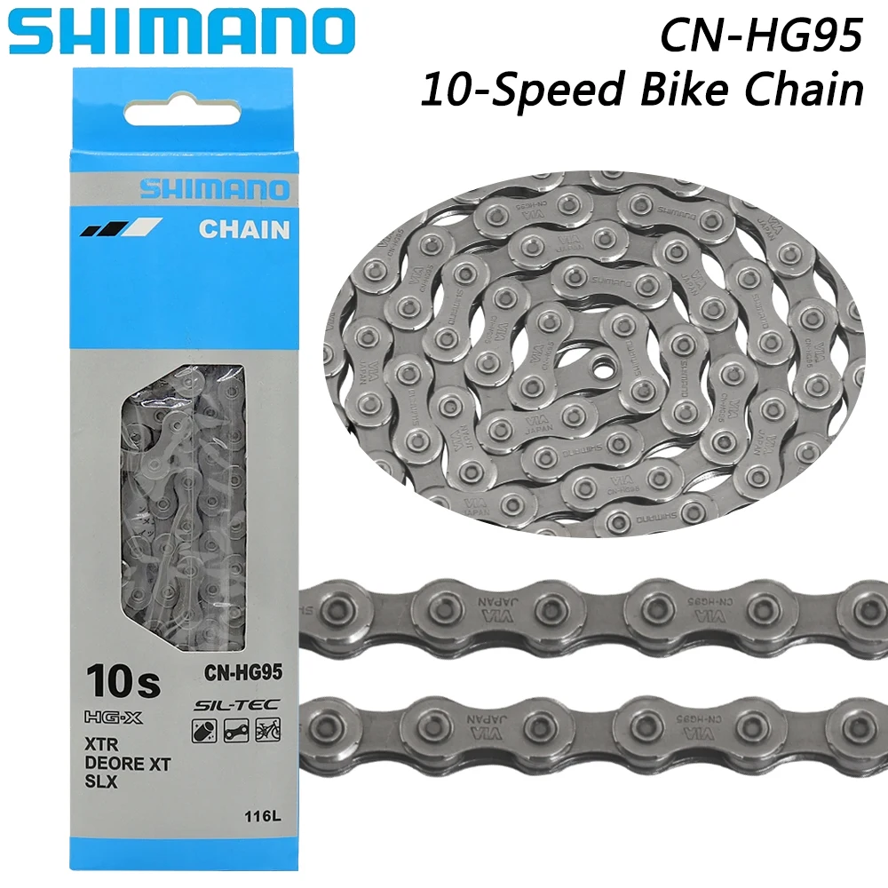 

SHIMANO SLX CN-HG95-10 10-скоростная цепь для горного велосипеда, супер узкие 116 звеньев для горного велосипеда с быстрыми звеньями, оригинальные запчасти для велосипеда