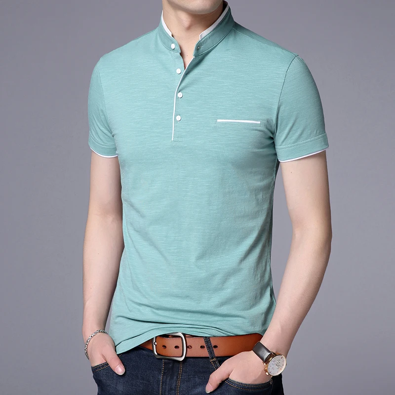 2025 New Fashion Brand Polo Shirt Men's Summer Mandarin Collar