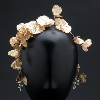 Abito da sposa di lusso stile foresta con fiore per capelli, accessori retrò per abito fotografico, Hanfu