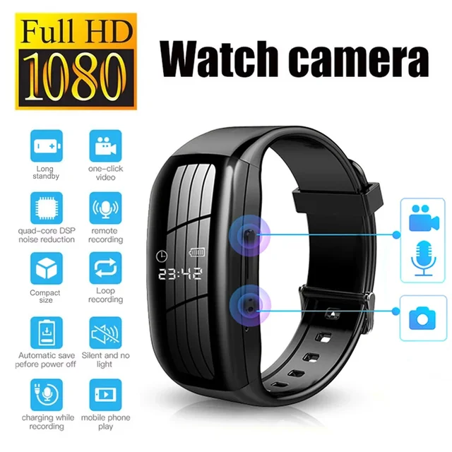 1080P HD Action Camera Professional Recorder Watch Sports Video Voice Protable Watch Mini Cam Suitable for Outdoor Meeting 1