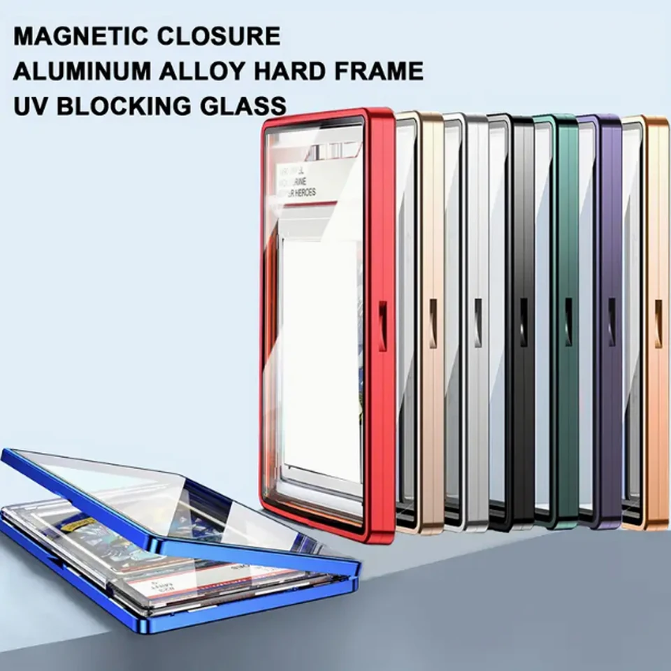 アルミニウム合金グレードカード保護ケース 130PT PSA 評価カード用、UV & 傷つきにくいトレーディングカード磁気ホルダー -  AliExpress Magenetic トレーディングカードスラブプロテクター - プレミアムアルミニウムグレードカードショーケース 、紫外線耐性強化ガラ グレードカードケース 磁気 - メタル PSA スラブバンパー プレミアム アルミニウム合金 スラブプロテクター ディスプレイケース