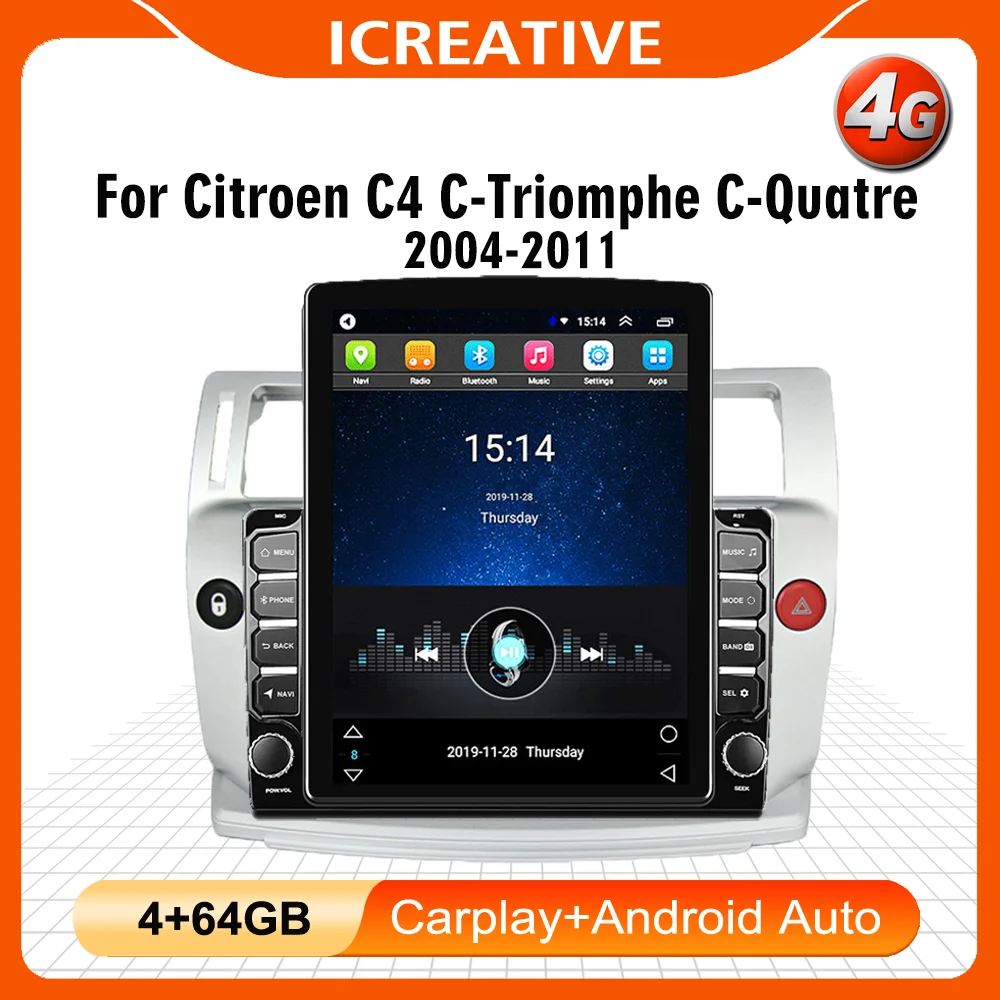

Для Citroen C4 C-Triomphe C-Quatre 2004-2011 2 Din 9,7 "4G Carplay Android автомобильный мультимедийный плеер GPS Авторадио C4 Pallas Бразилия