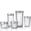 120ml-650ml Transparent Glass Sealed Bottle Mason Jar Diamond Pattern Jam Juice Bottle Labelable Seal Bottle Kitchen Tool 6