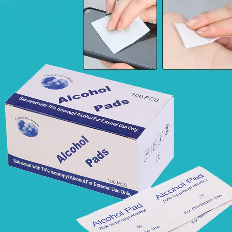 Disposable Wet Wipe Pads 100PCS for Antiseptic Clean Skin Jewelry Cell Phone Tattoo Clean Tools Disinfection Use