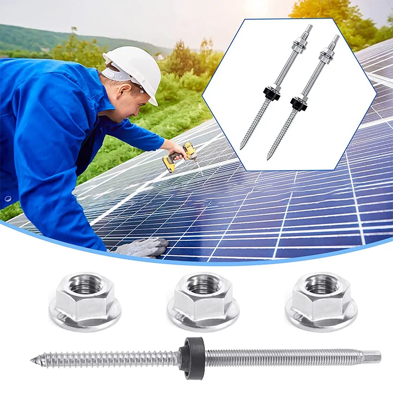 Hanger bolts M10 x 200/250 mm 304 stainless steel pre-assembled height adjustable for PV system