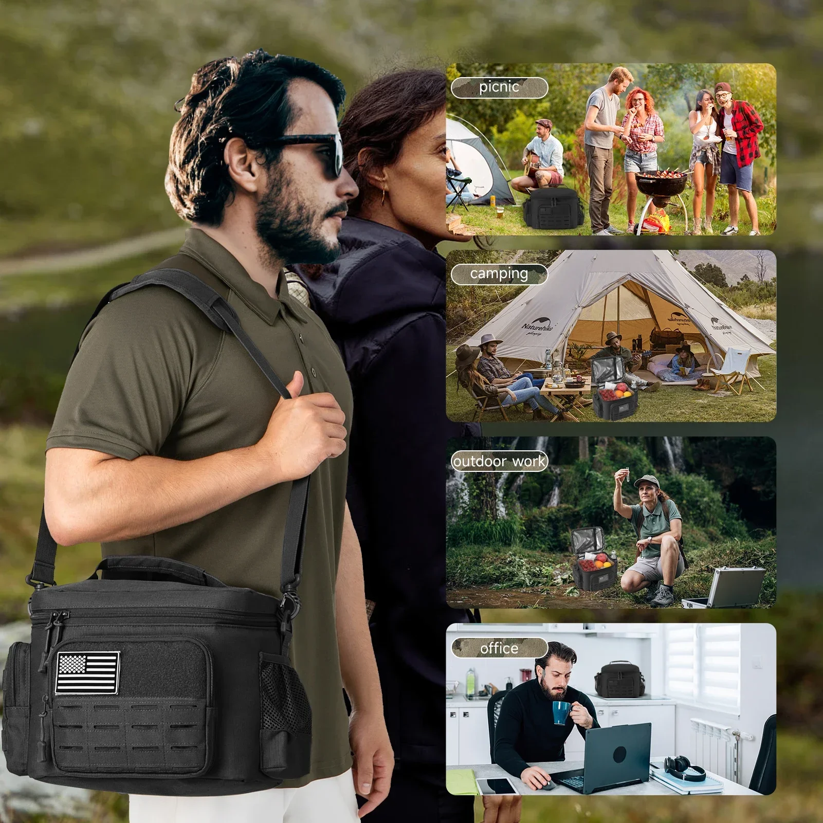 Cooler Bag 13L Tactical Thermal Cooler Bag Picnic Cooler Box Camping Lunch Bag Outdoor Heavy Duty Lunch Box Backpack Camping Storage