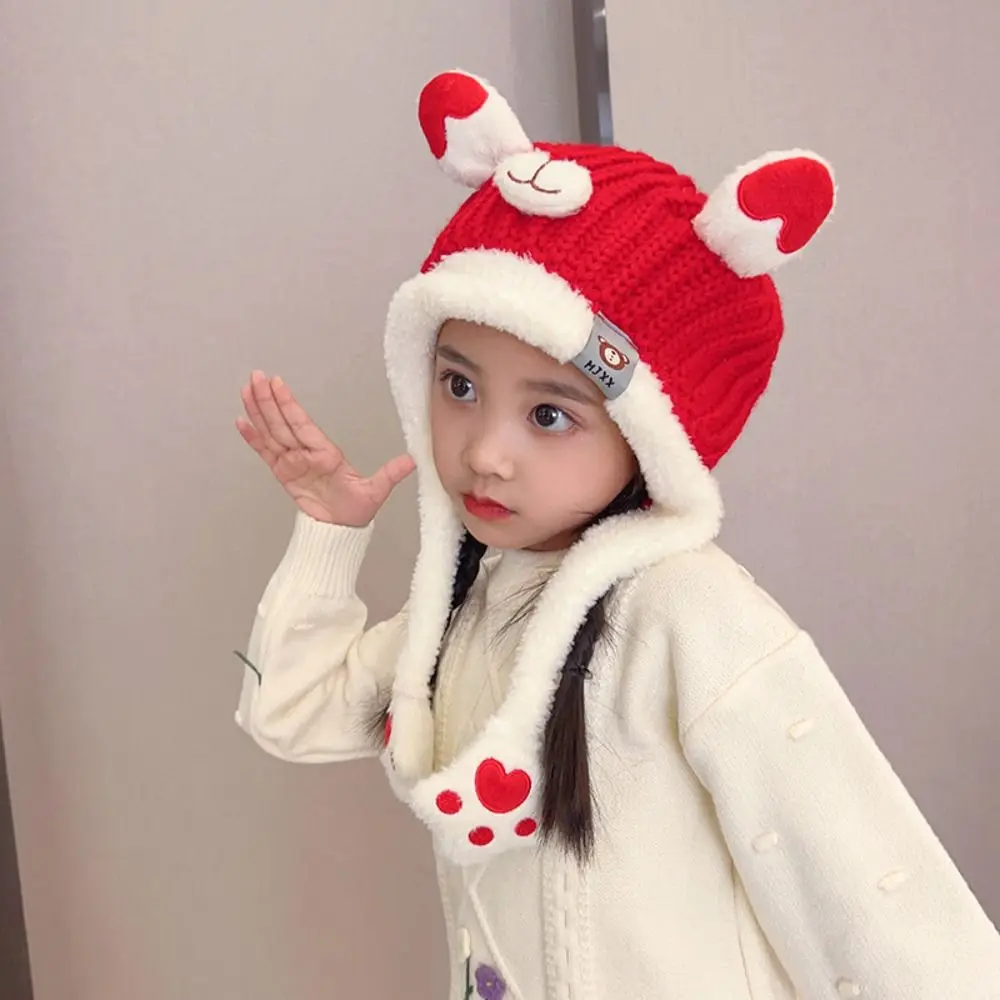 

Solid Color Children Ear Protection Hat Cute Cartoon Wool Kids Crochet Hats Skullies Thermal Hat Baby Beanie Cap Toddler