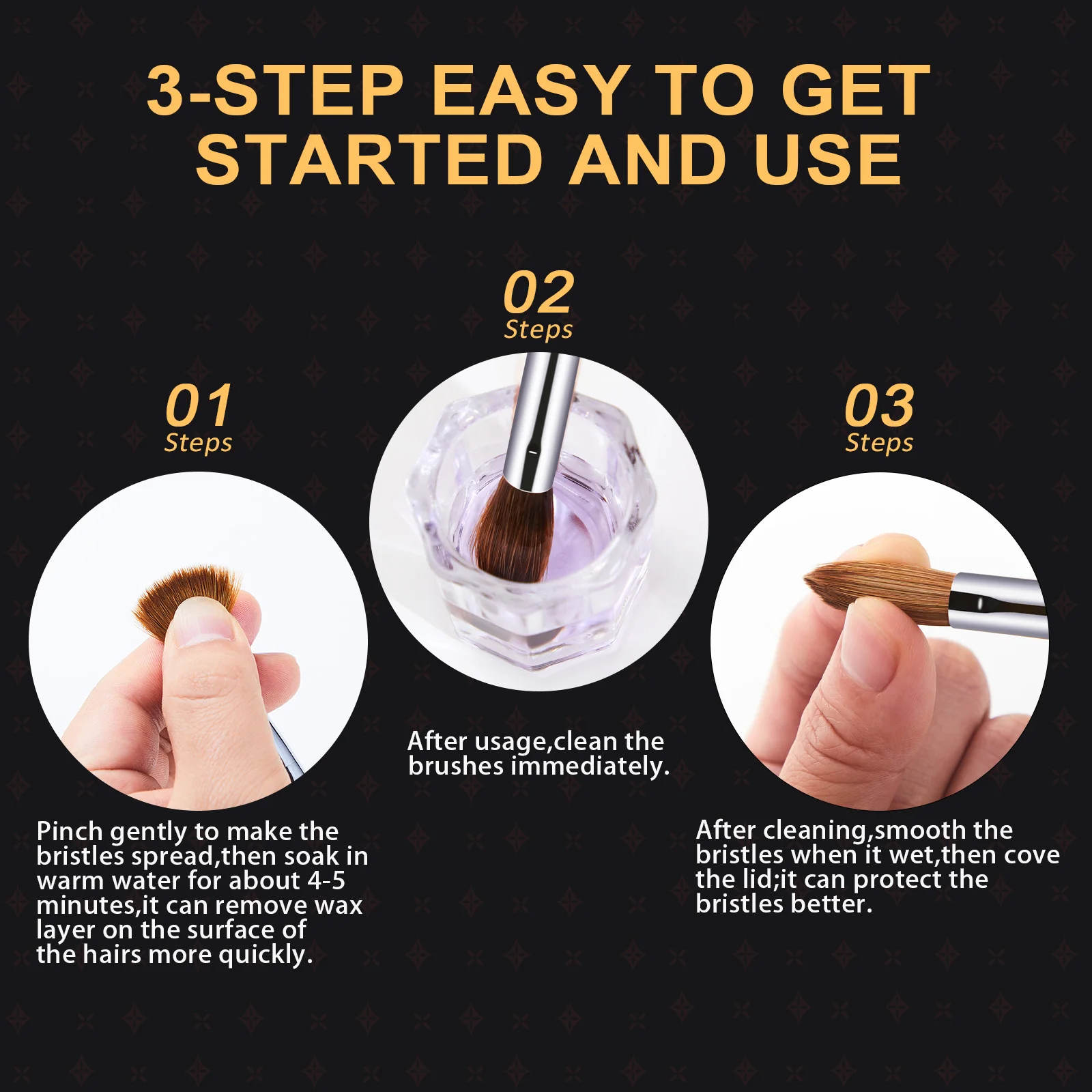 2PC Nail Acrylic Brush 100%Kolinsky Sable Acrylic Brush UV Gel Carving Pen Brush Liquid Powder DIY Nail Drawing Nail Art Brushes 3
