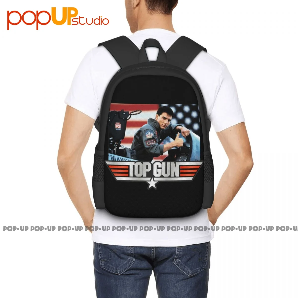 Top Gun Mochila de nylon con parches, Negro -, Classic