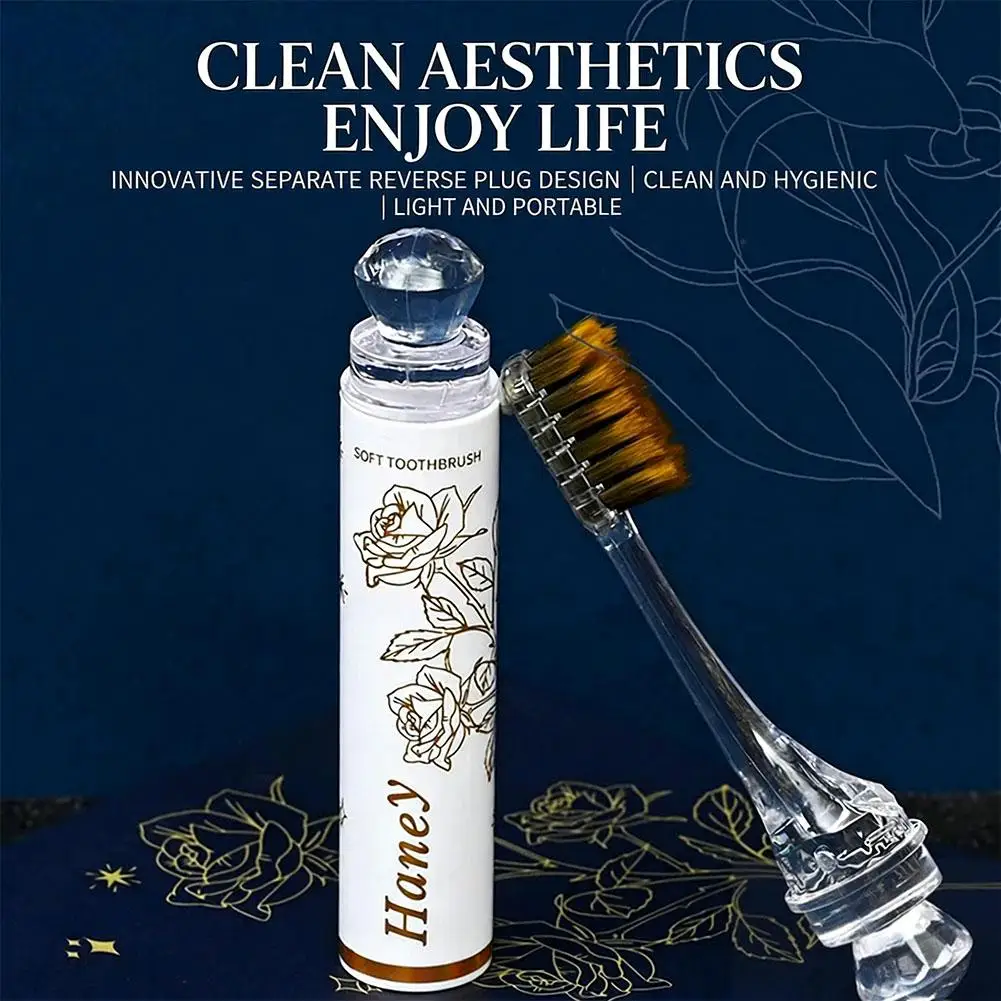 립스틱 스타일 부드러운 헤어 접이식 칫솔 휴대용 여행 칫솔 선물 상자 울트라 소프트 구강 관리 선물